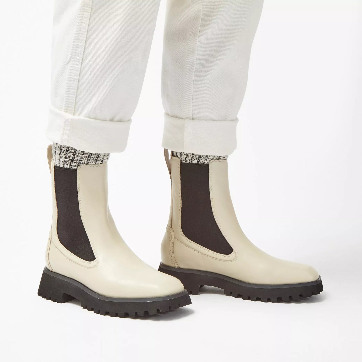 Clarks Stayso Rise Boot - Ivory Leather