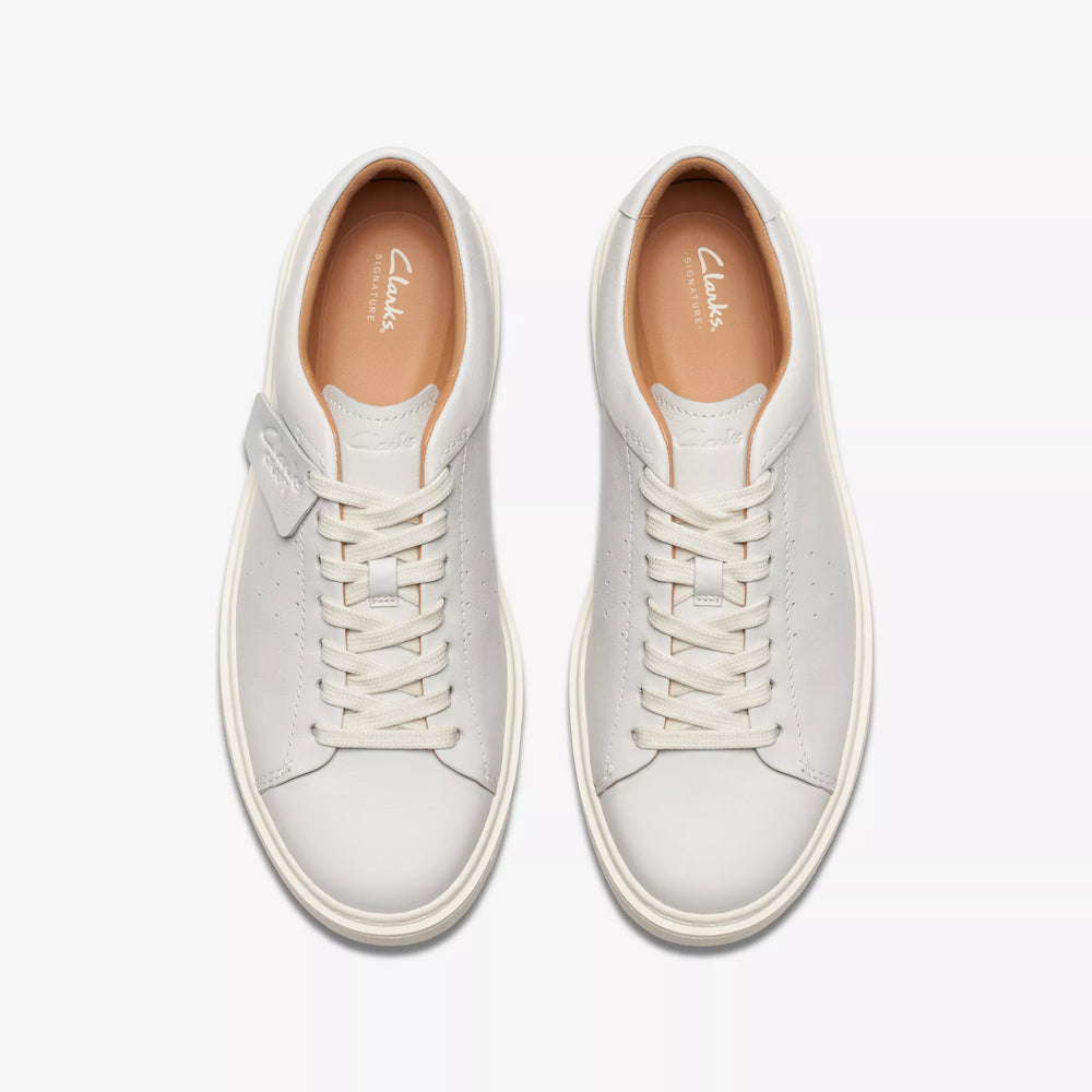 
                      
                        Top view of The Clarks Craft Swift Sneaker in the color White Leather
                      
                    