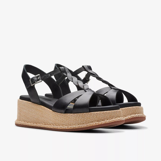 The Black Leather Kimmei Twist Wedge by Clarks 