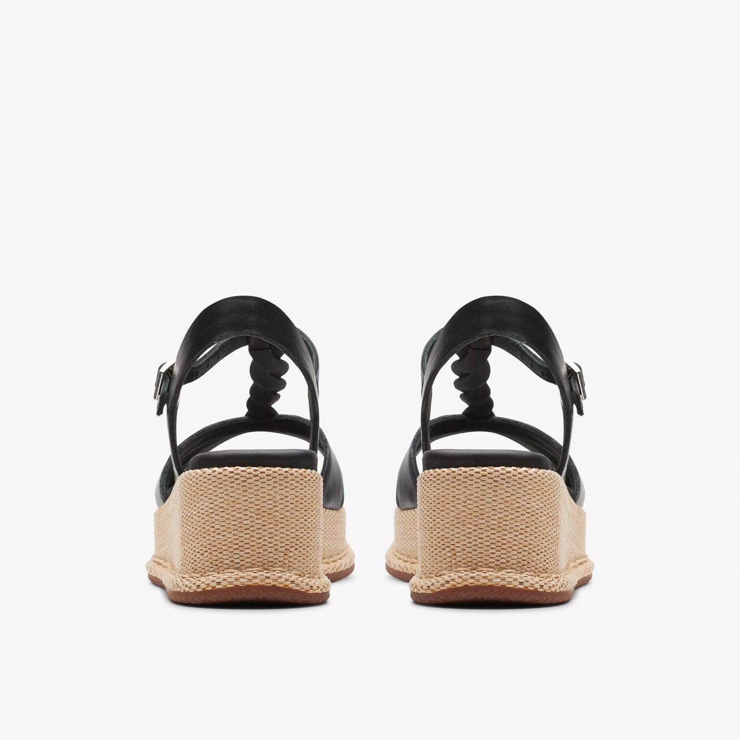 Clarks Kimmei キンメイ ツイスト サンダル Clarks Kimmei Twist Wedge - Black Leather | Harbour Thread