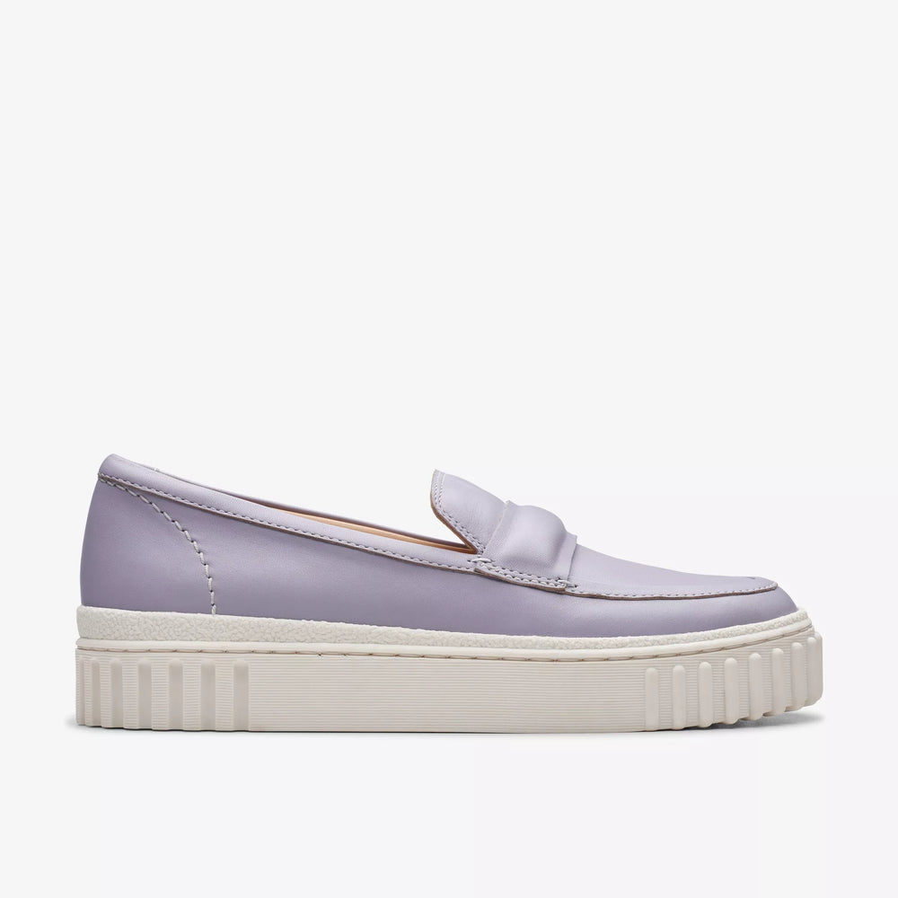 
                      
                        Side view of the Clarks Lilac Leather Mayhill Cove Loafer
                      
                    