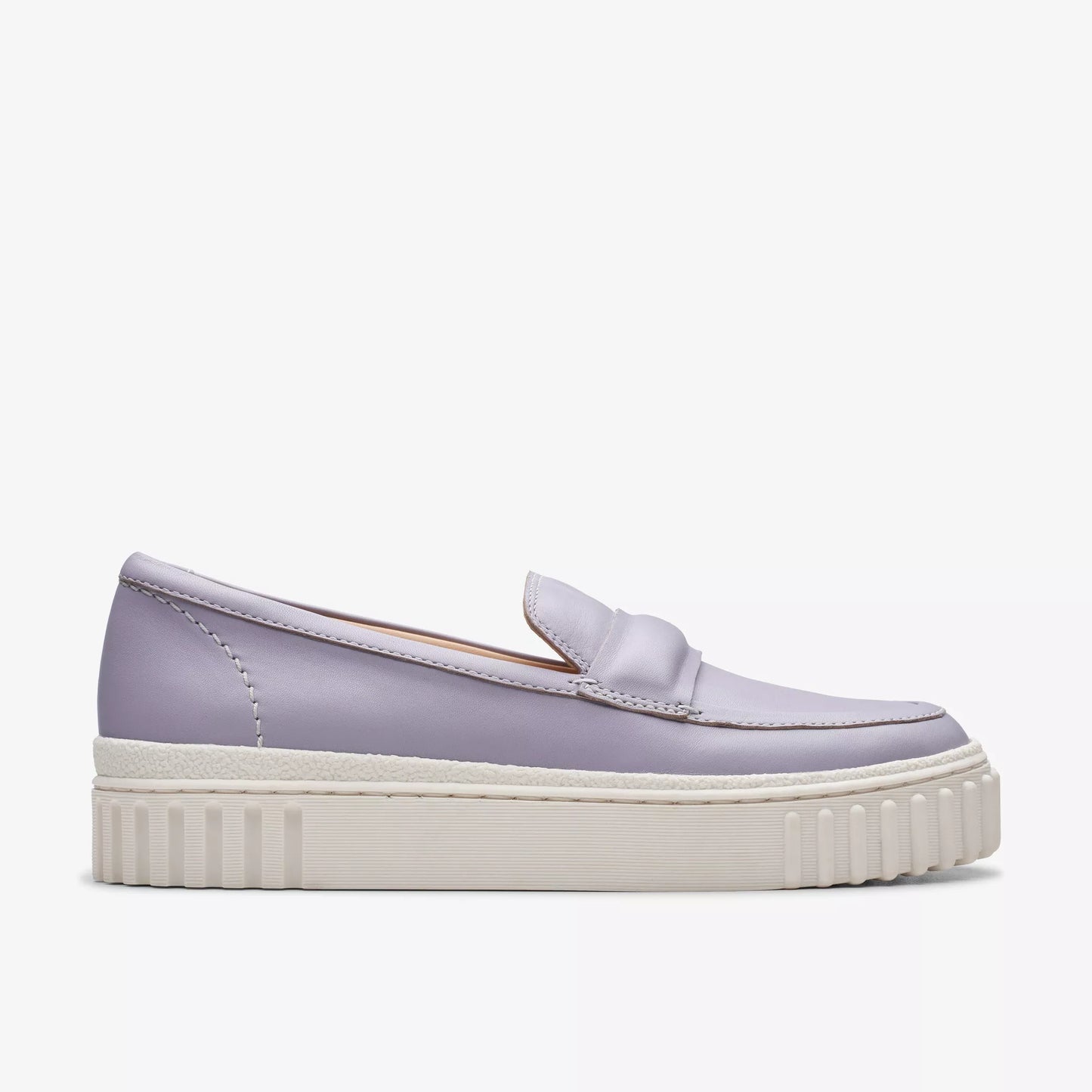 Side view of the Clarks Lilac Leather Mayhill Cove Loafer