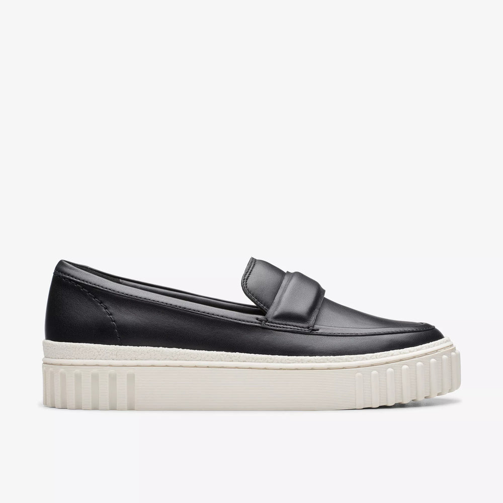 
                      
                        Side view of the black leather Mayhill Cove Loafer by Clarks
                      
                    