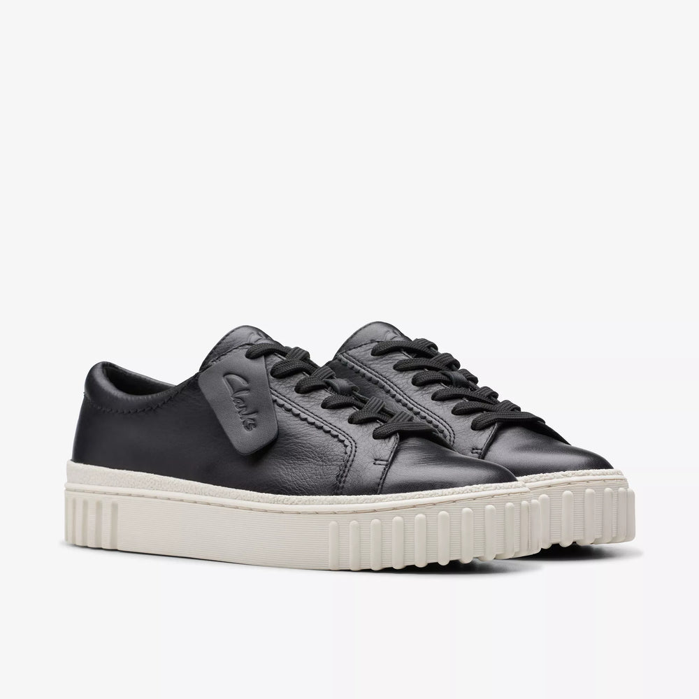 
                      
                        The black leather Mayhill Walk Sneaker by Clarks
                      
                    