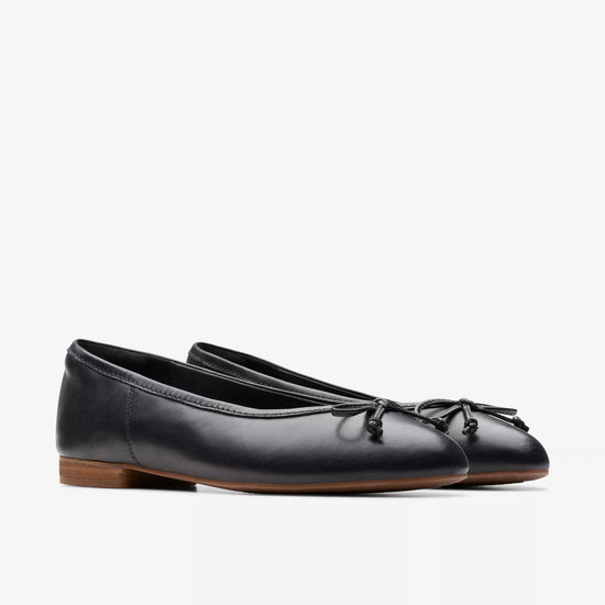 The Clarks Black Leather Fawna Lily Ballet Shoe 