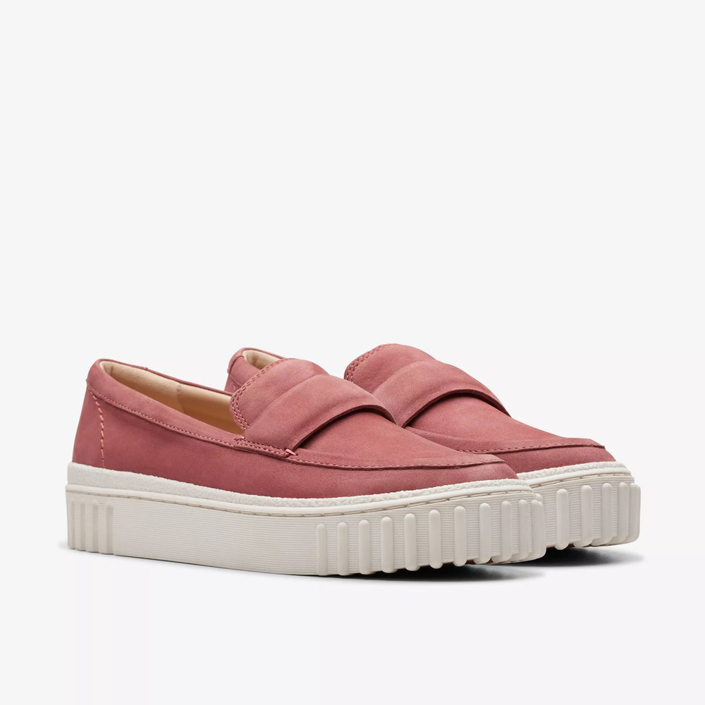 The Clarks Mayhill Cove Loafer in the color Dusty Rose Nubuck