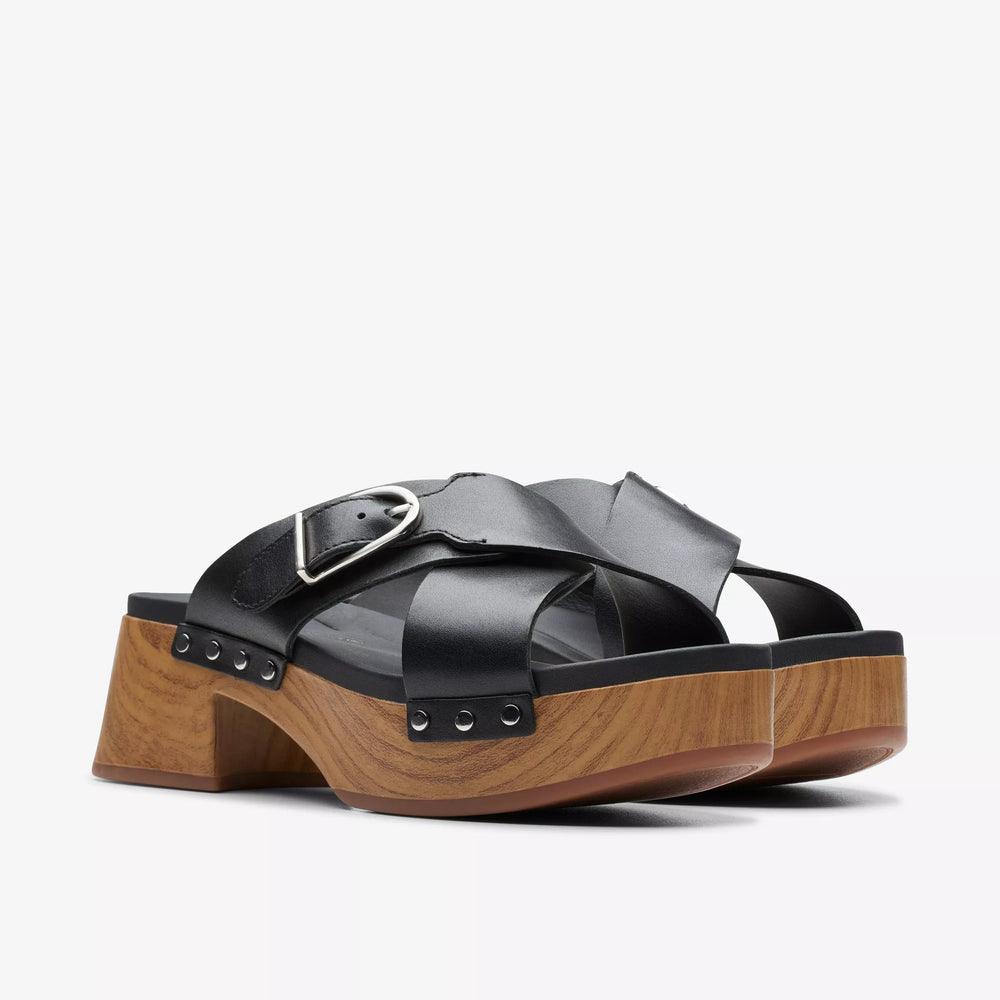 
                      
                        Clark's black leather Sivanne Clog Sandal
                      
                    