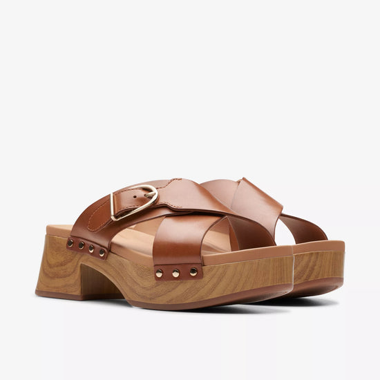 Clark's tan leather Sivanne Clog Sandal
