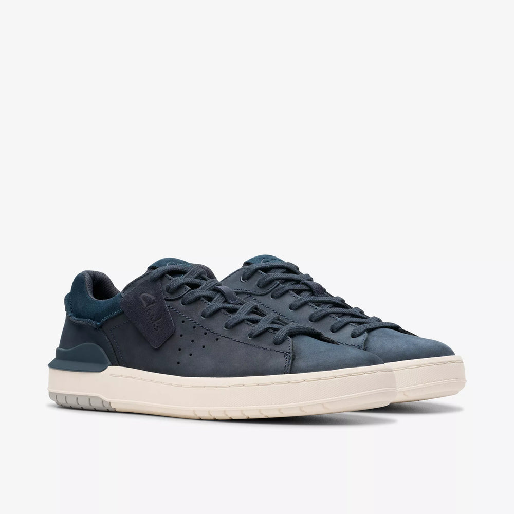 A pair of the Clarks Courtlite 2 Run Sneaker in the color Navy Nubuck