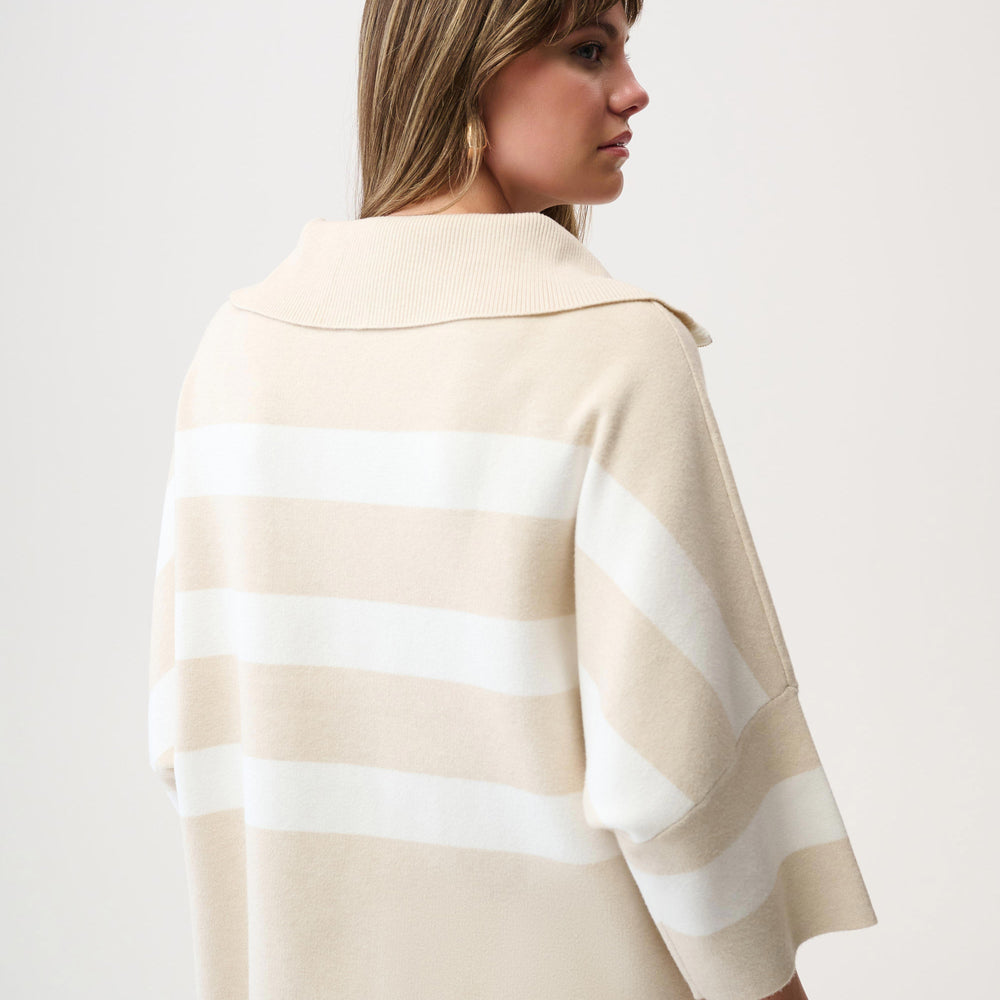 
                      
                        Joseph Ribkoff Brushed Viscose Stripe Print Zipped Collar Boxy Sweater
                      
                    