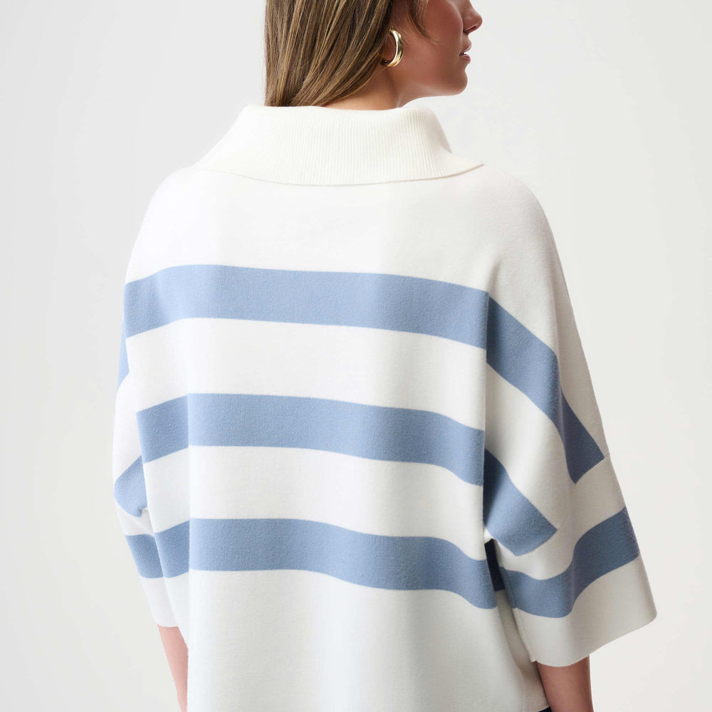 
                      
                        Joseph Ribkoff Brushed Viscose Stripe Print Zipped Collar Boxy Sweater
                      
                    