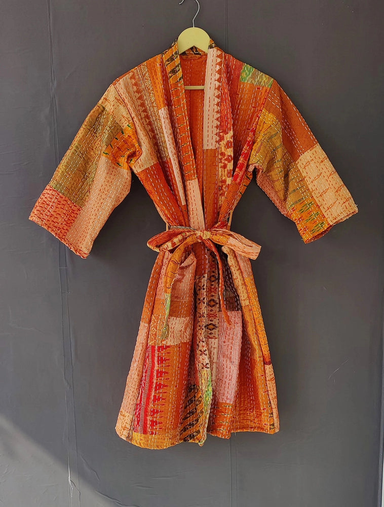 Wear this kantha stitch kimono as a robe or as a layering piece with your favorite outfits 