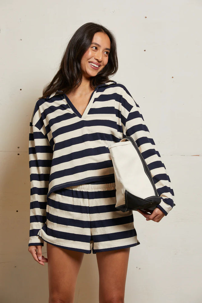 Cool and relaxed, this vintage-inspired striped collared top is designed to last season after season. Shop yours at Harbour Thread in St. Pete, FL!