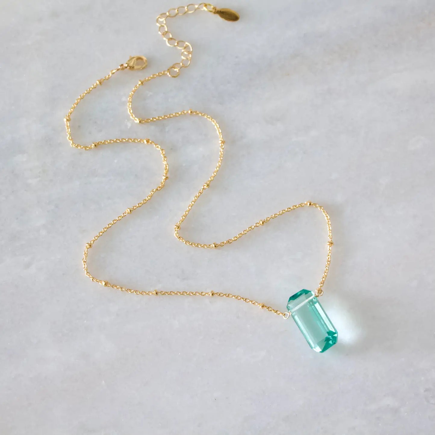 Mesa Blue's Thin Aquamarine Quartz Necklace.
