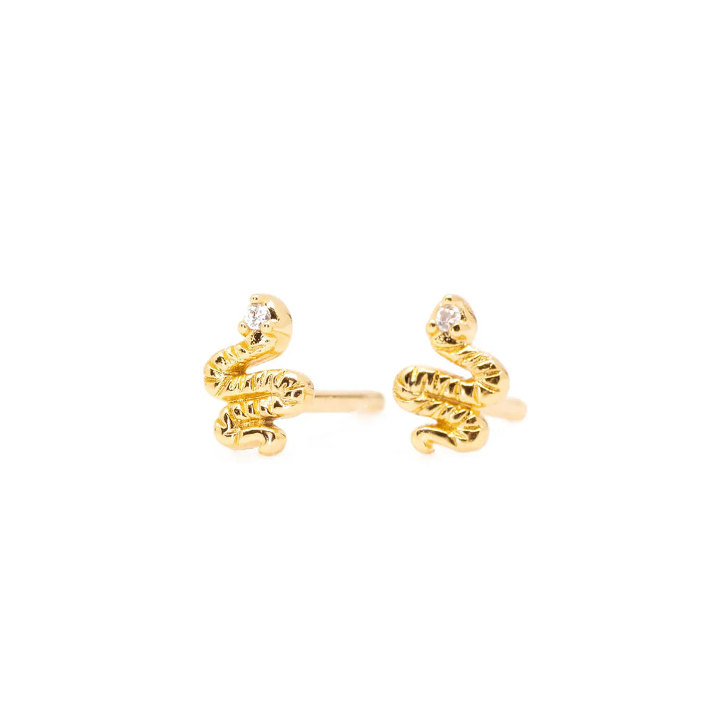 
                      
                        Gold Snake Stud Earrings by The Land Of Salt
                      
                    