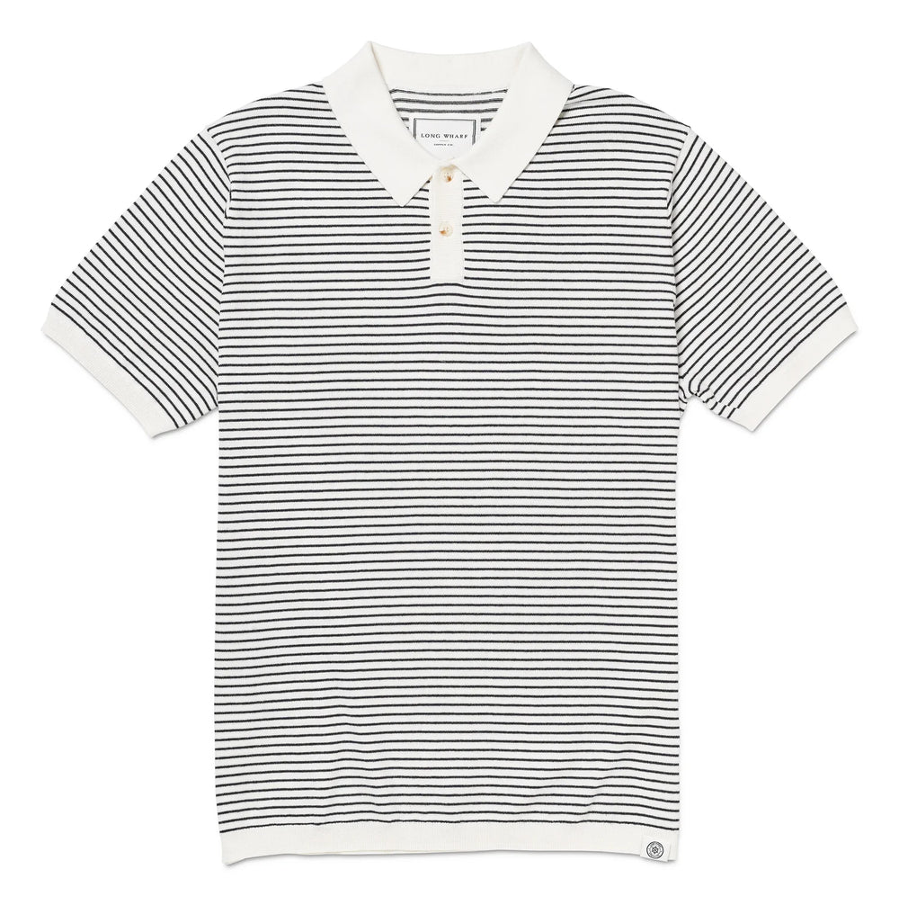 Embrace sustainable coastal style and lasting comfort with the Long Wharf Supply SeaWell Striped Knit Polo. Find yours at Harbour Thread in St. Pete, FL!