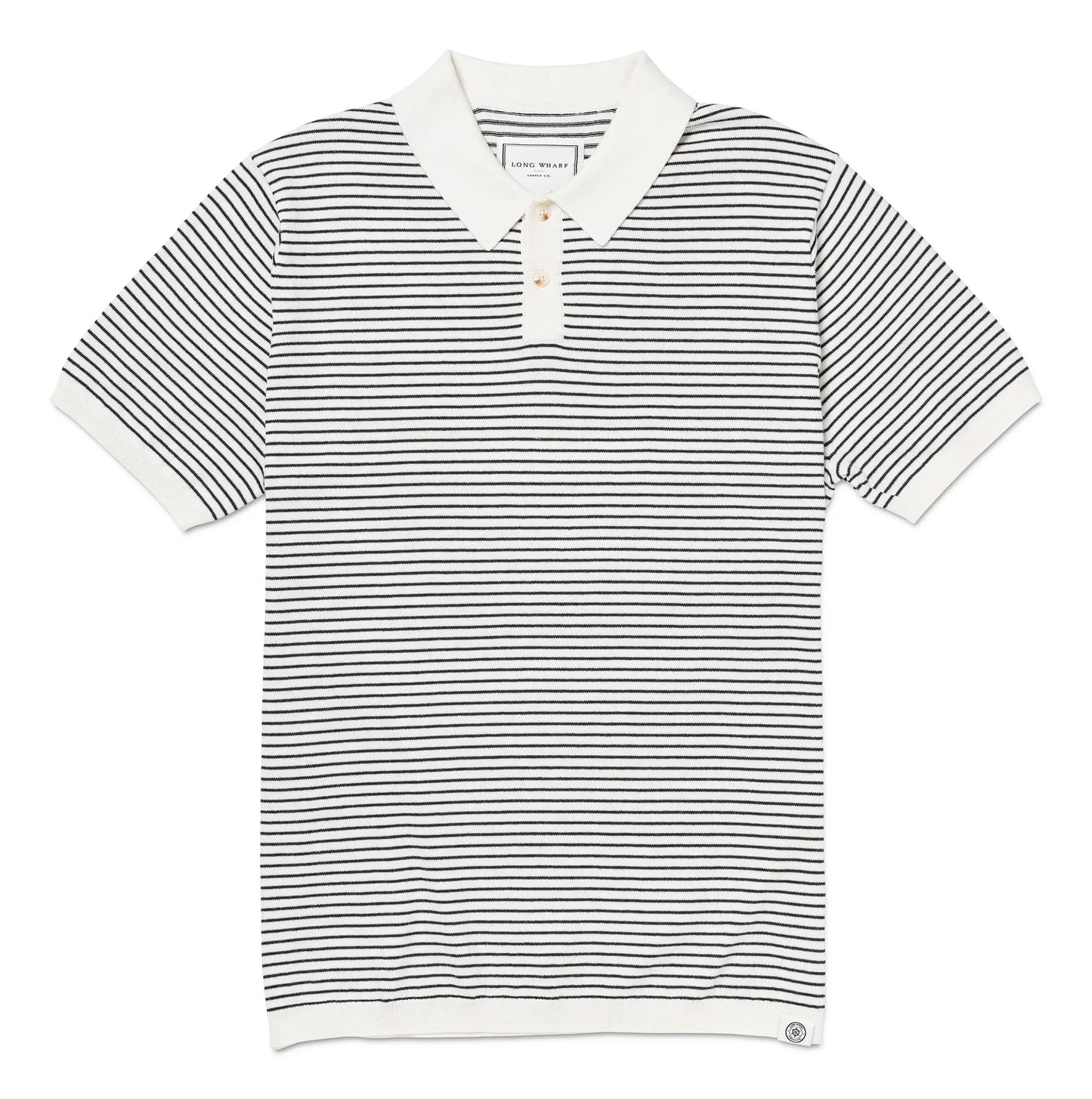 Embrace sustainable coastal style and lasting comfort with the Long Wharf Supply SeaWell Striped Knit Polo. Find yours at Harbour Thread in St. Pete, FL!