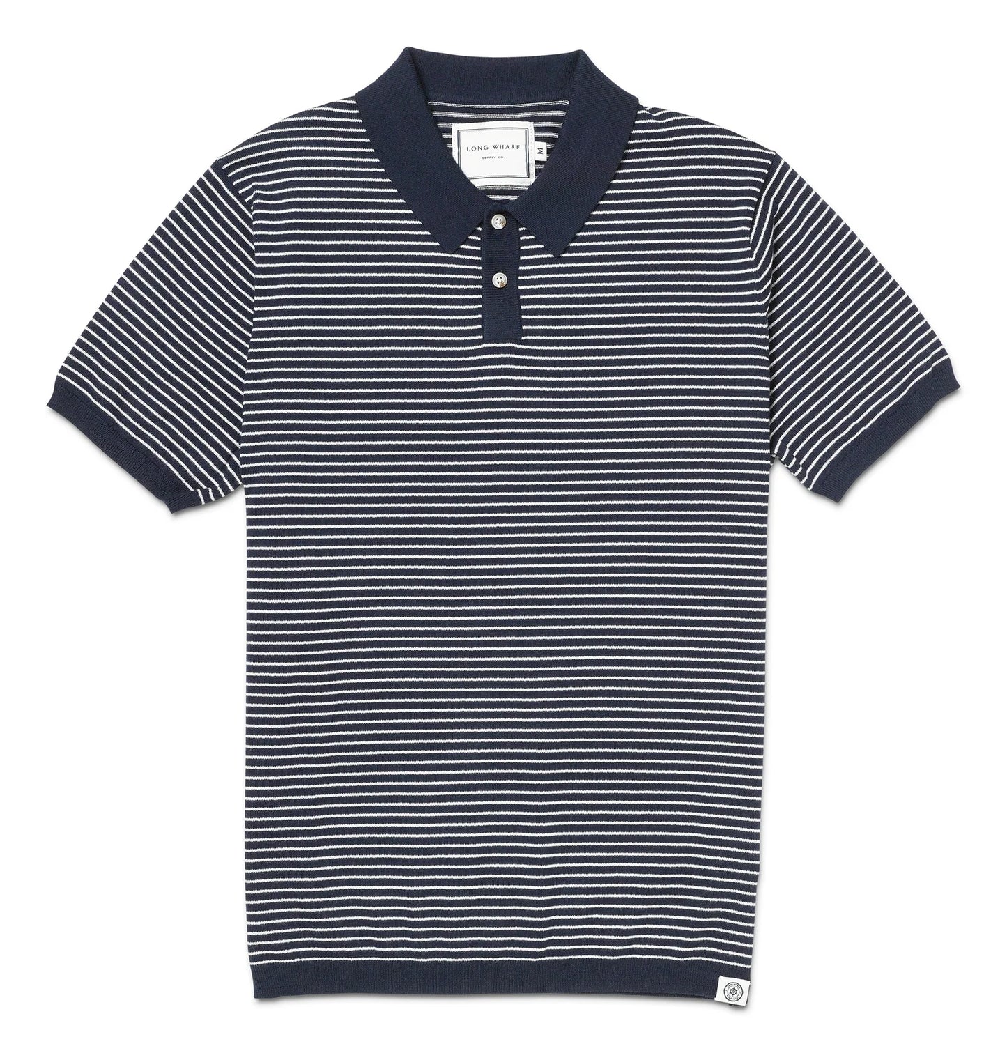 The Navy SeaWell Striped Knit Polo by Long Wharf Supply