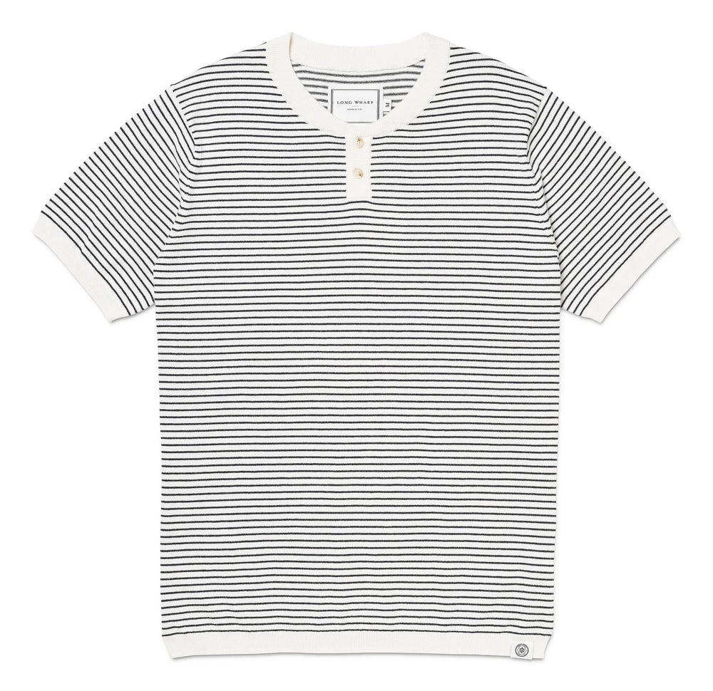 The Cream SeaWell Striped Knit Henley Tee by Long Wharf Supply