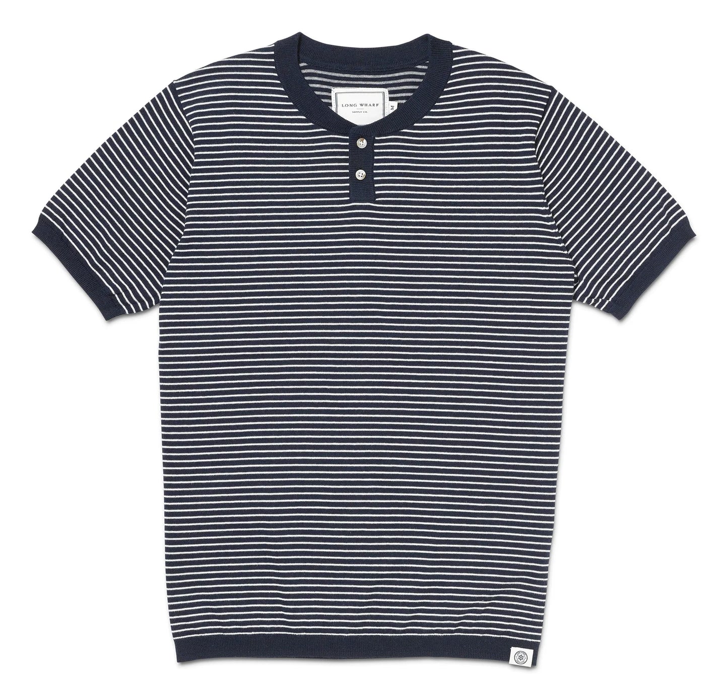 The Long Wharf Supply Men's SeaWell Striped Knit Henley Tee is available at Harbour Thread in St. Pete, FL. 