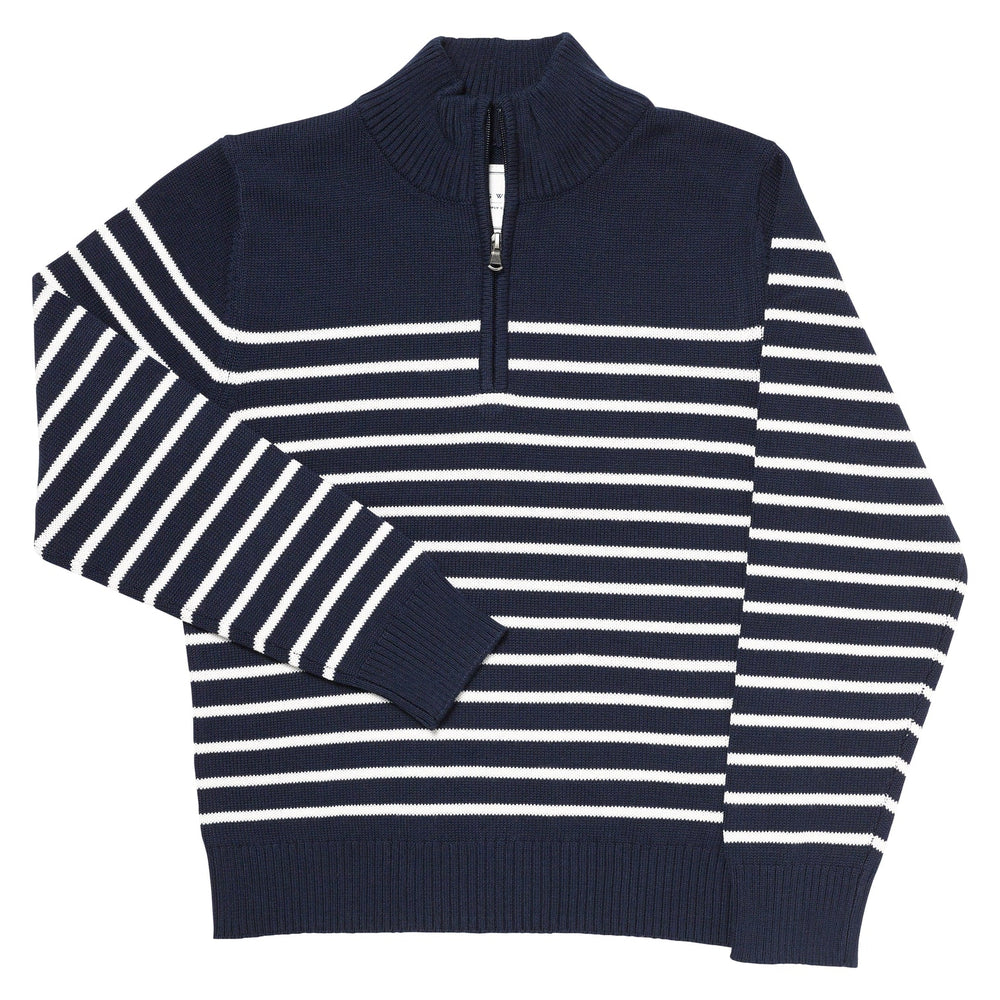 The Navy Striped Women's 'Sconset SeaWell Quarter Zip by Long Wharf Supply