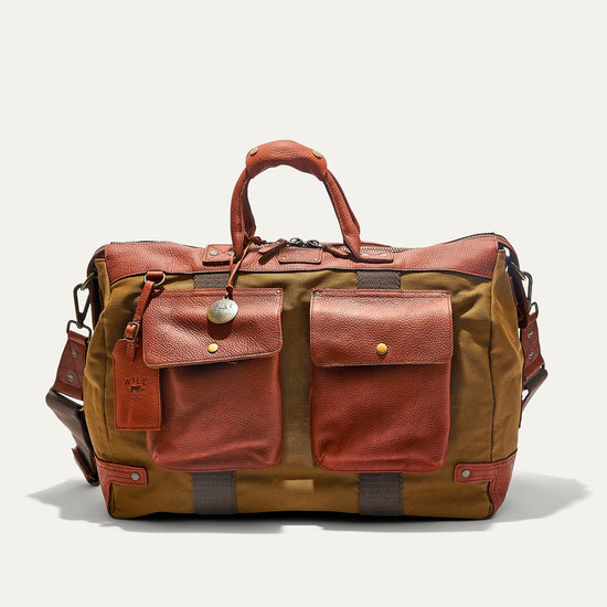 Will Leather Goods Canvas & Leather Travel Duffle in the color Tobacco