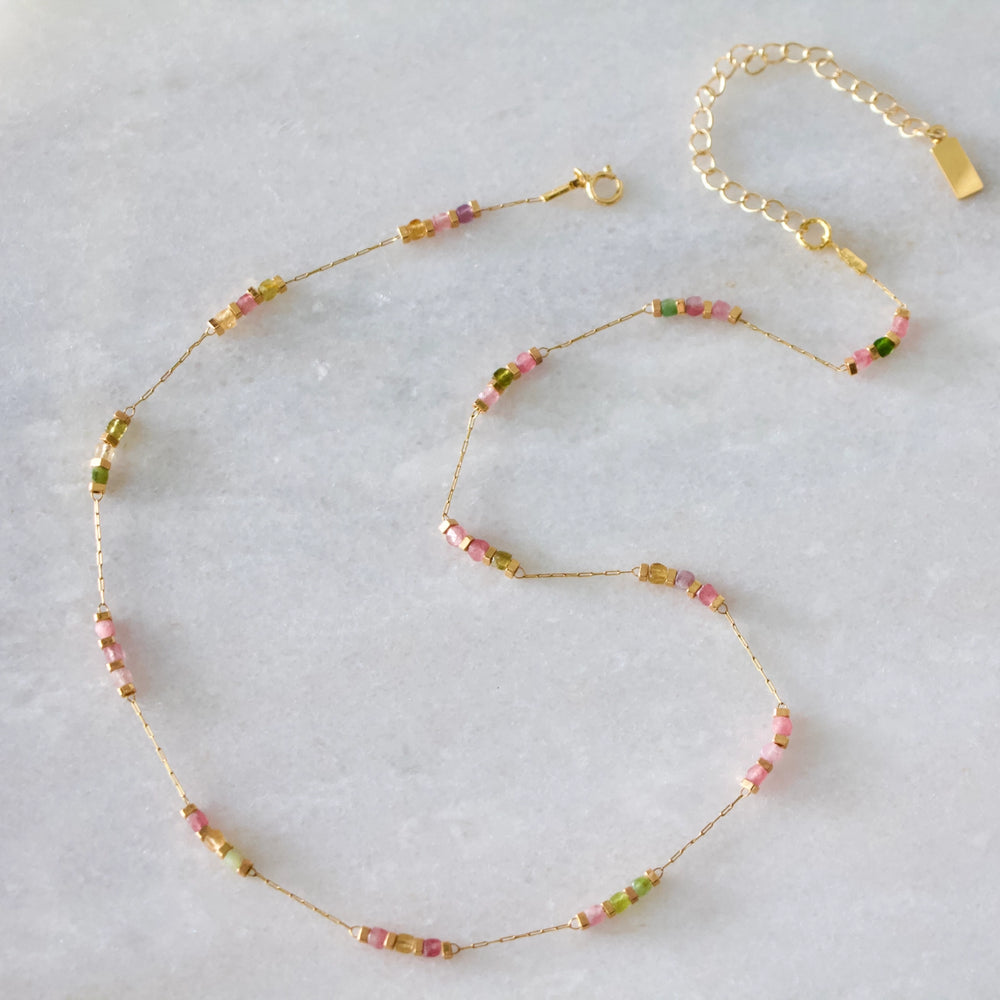 
                      
                        The Square Tourmaline Stone Beaded Chain Necklace by Mesa Blue
                      
                    