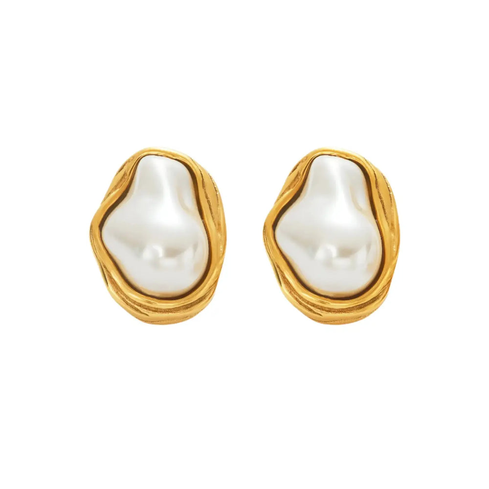 Shop the Irregular Shape Pearl Stud Earrings by Liv Bella Vita at Harbour Thread boutique 