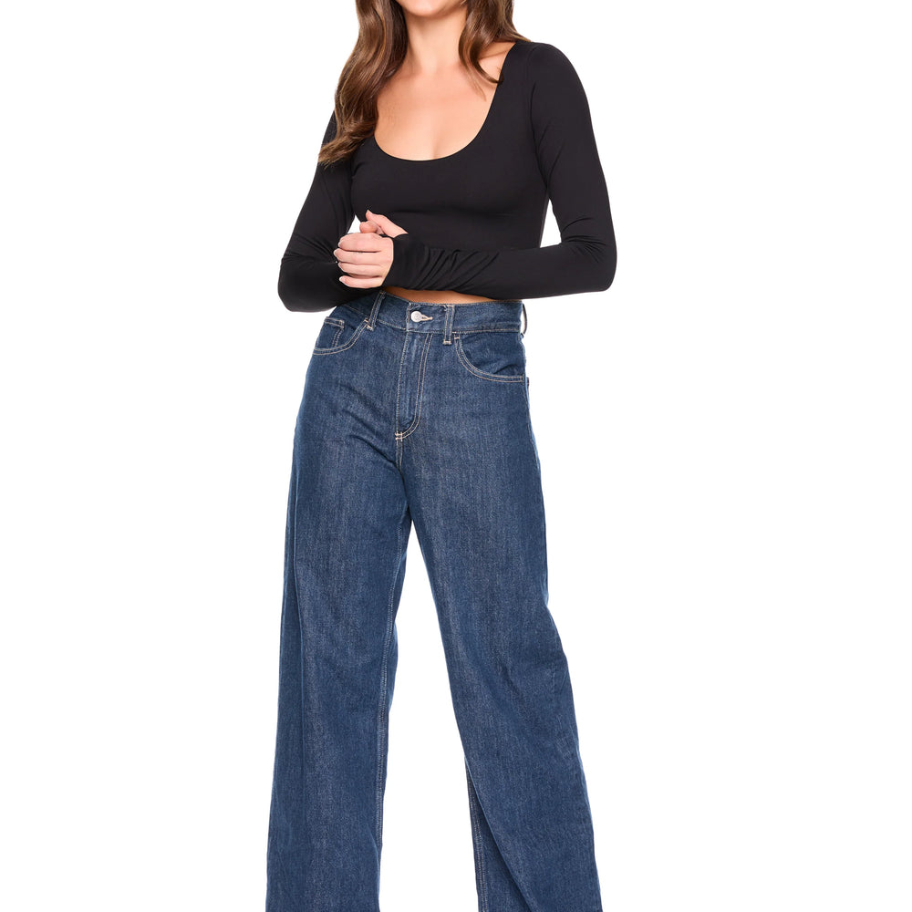Susana Monaco Scoop Front Thumb Hole Long Sleeve Top
