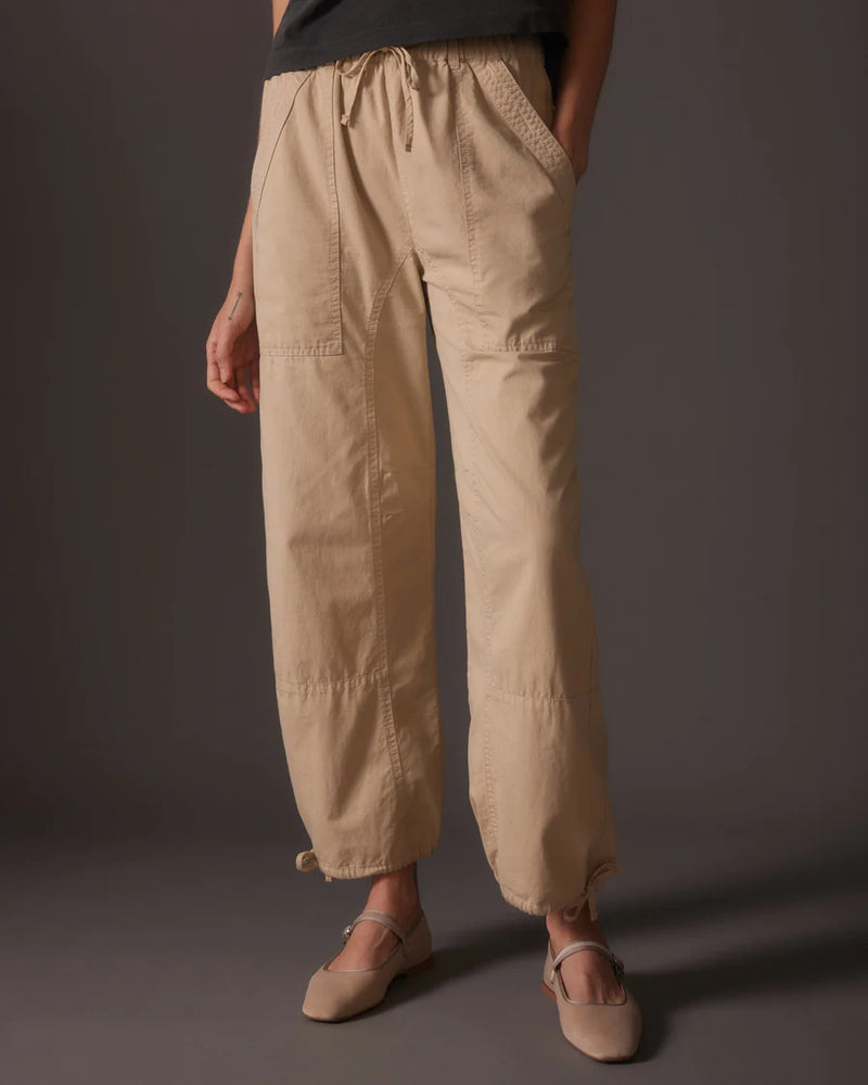 
                      
                        Front detail view of the Richer Poorer Easy Cargo Pant in the color Stone
                      
                    