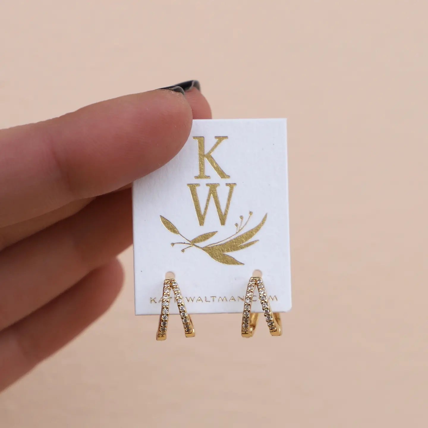 Katie Waltman Double CZ Huggie Hoops