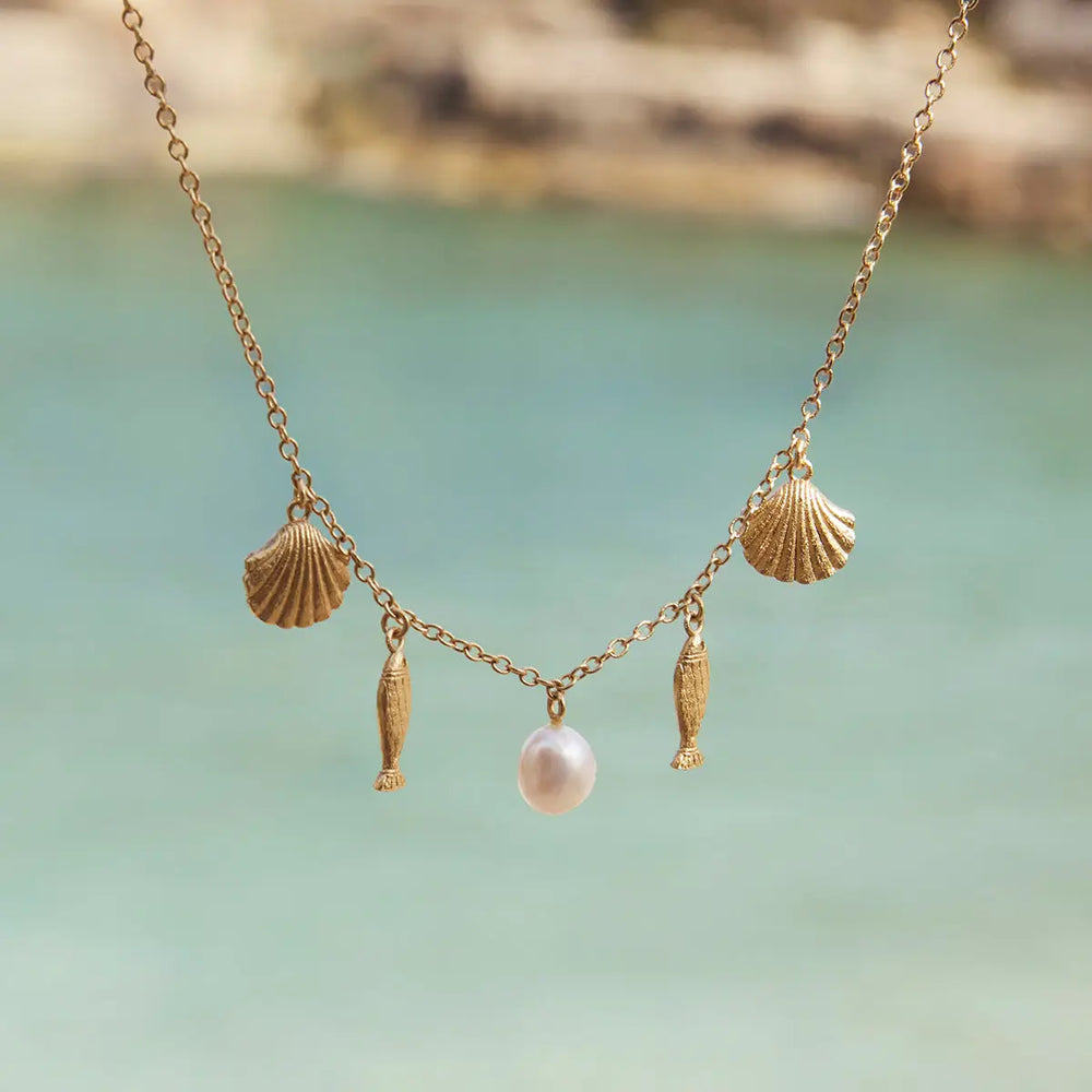 Shop the gold plated waterproof Sardela Necklace by Agapée Jewelry at Harbour Thread.