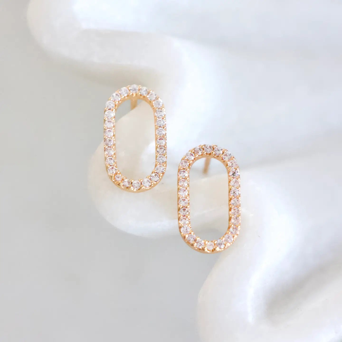 Pave CZ Oval Earrings