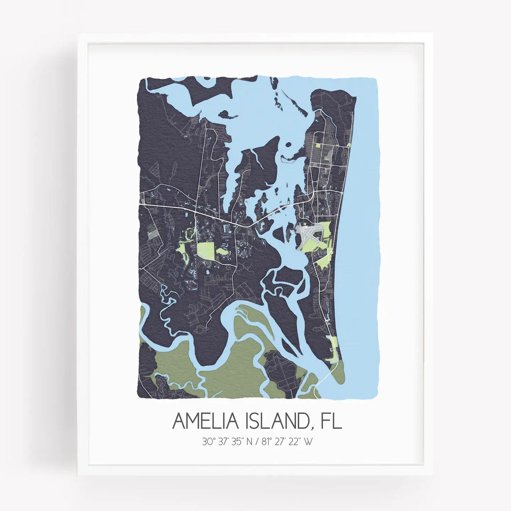 
                      
                        The Amelia Island Florida Map 8x10  Prints by Sparks House Co. in the color gray
                      
                    