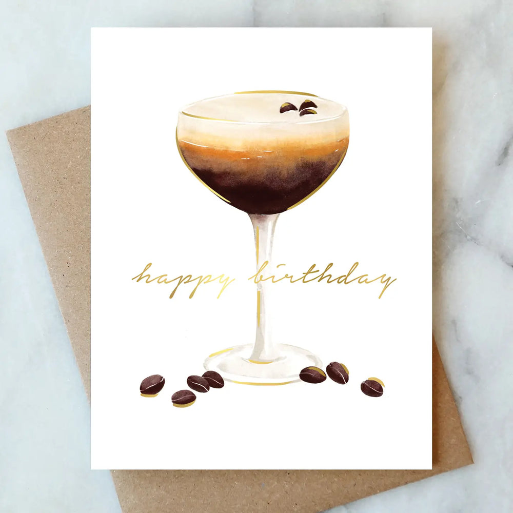 The Espresso Martini Birthday Greeting Card by Abigail Jayne Design at Harbour Thread.