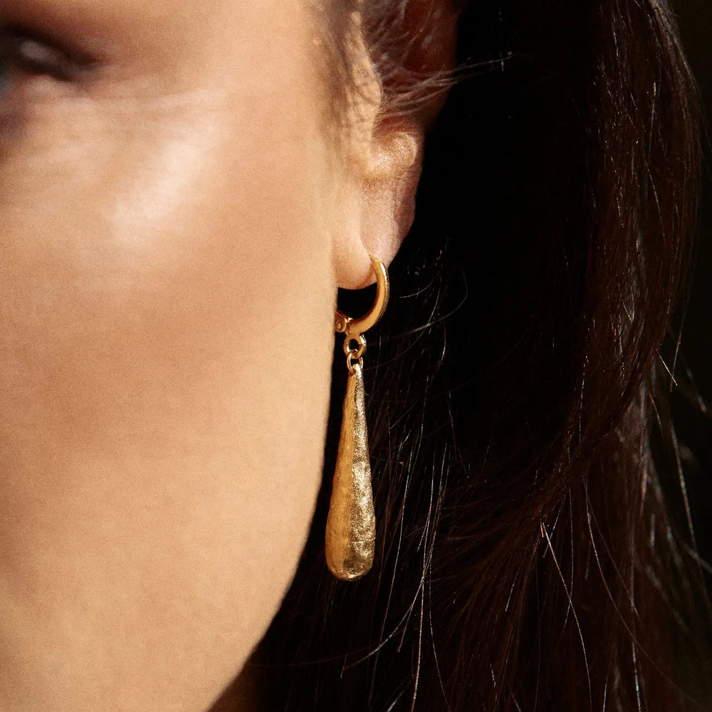 Shop the gold plated waterproof Goccia Earrings by Agapée Jewelry at Harbour Thread.