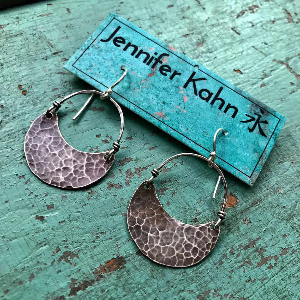 The Small Silver Crescent Earrings by Jennifer Kahn Jewelry