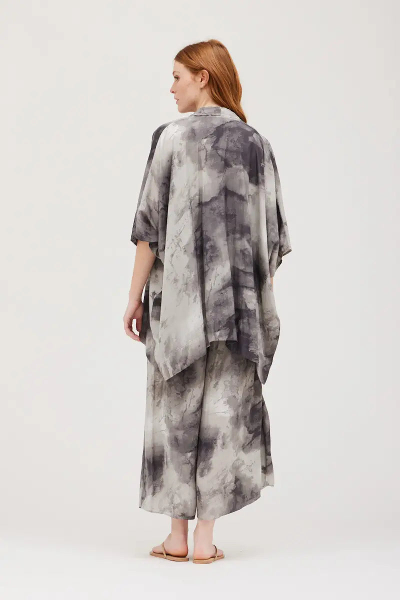 Misty Tie Dye Kimono - Smoke