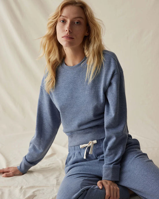 Front view of the Richer Poorer April Lightweight Sweatshirt in the color Vintage Indigo