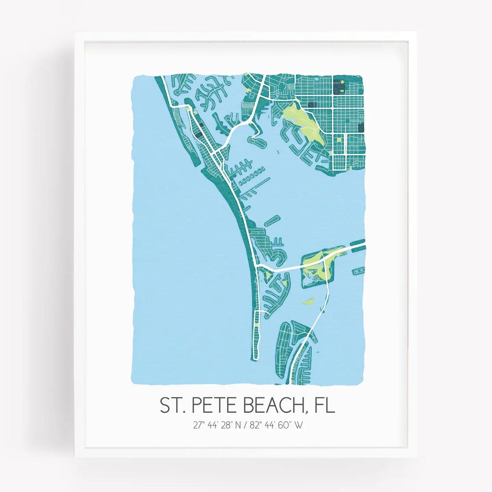 
                      
                        The St. Pete Beach Florida Map 8x10 Prints in the color teal
                      
                    