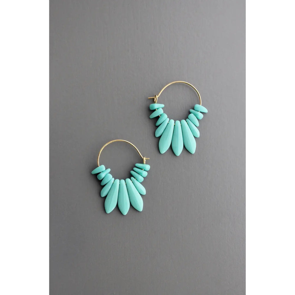 The Turquoise Glass Small Hoops from David Aubrey Jewelry at Harbour Thread