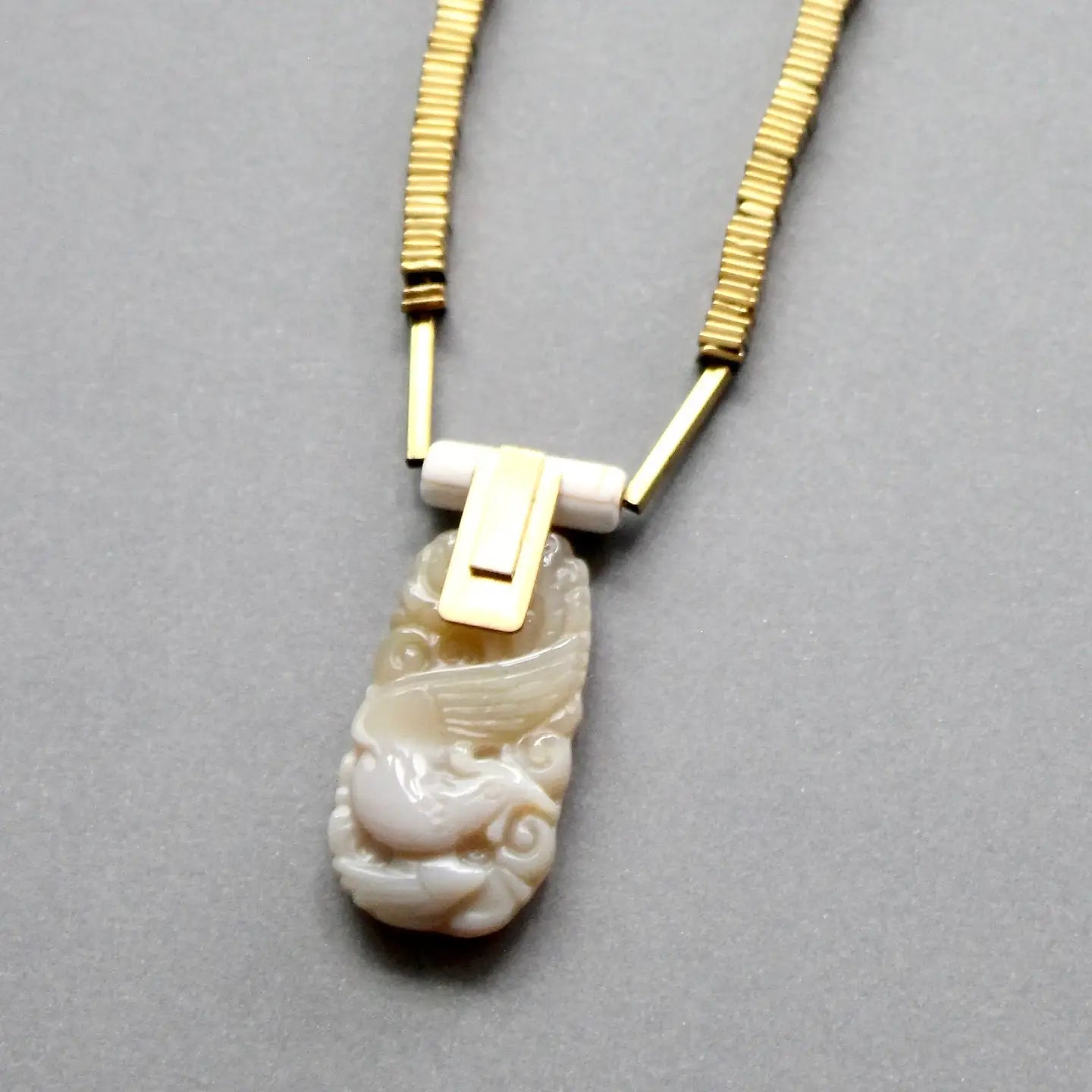 The Carved Agate Geometric Pendant Necklace by David Aubrey Jewelry at Harbour Thread