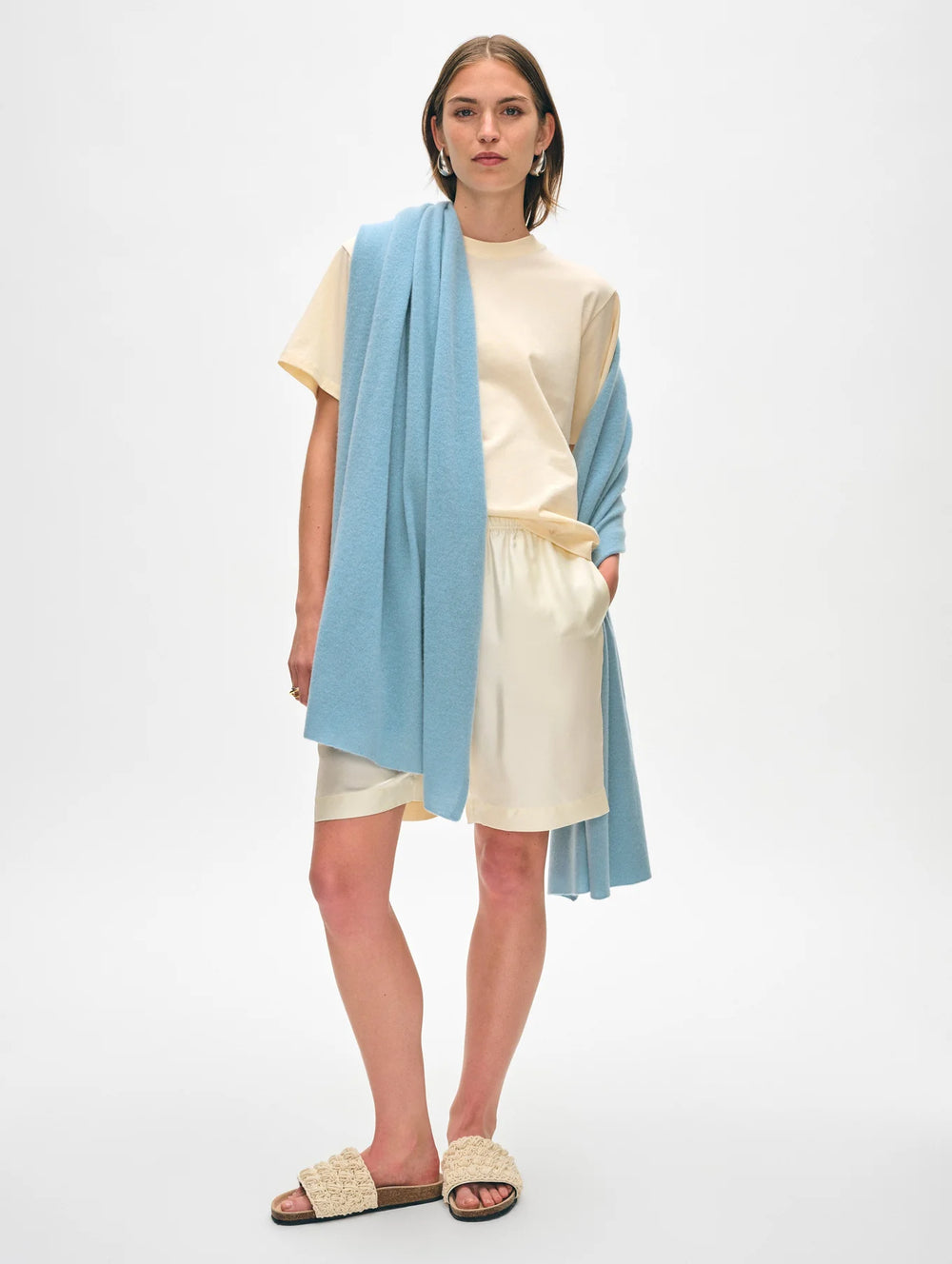 White + Warren Cashmere Travel Wrap - Slate Blue