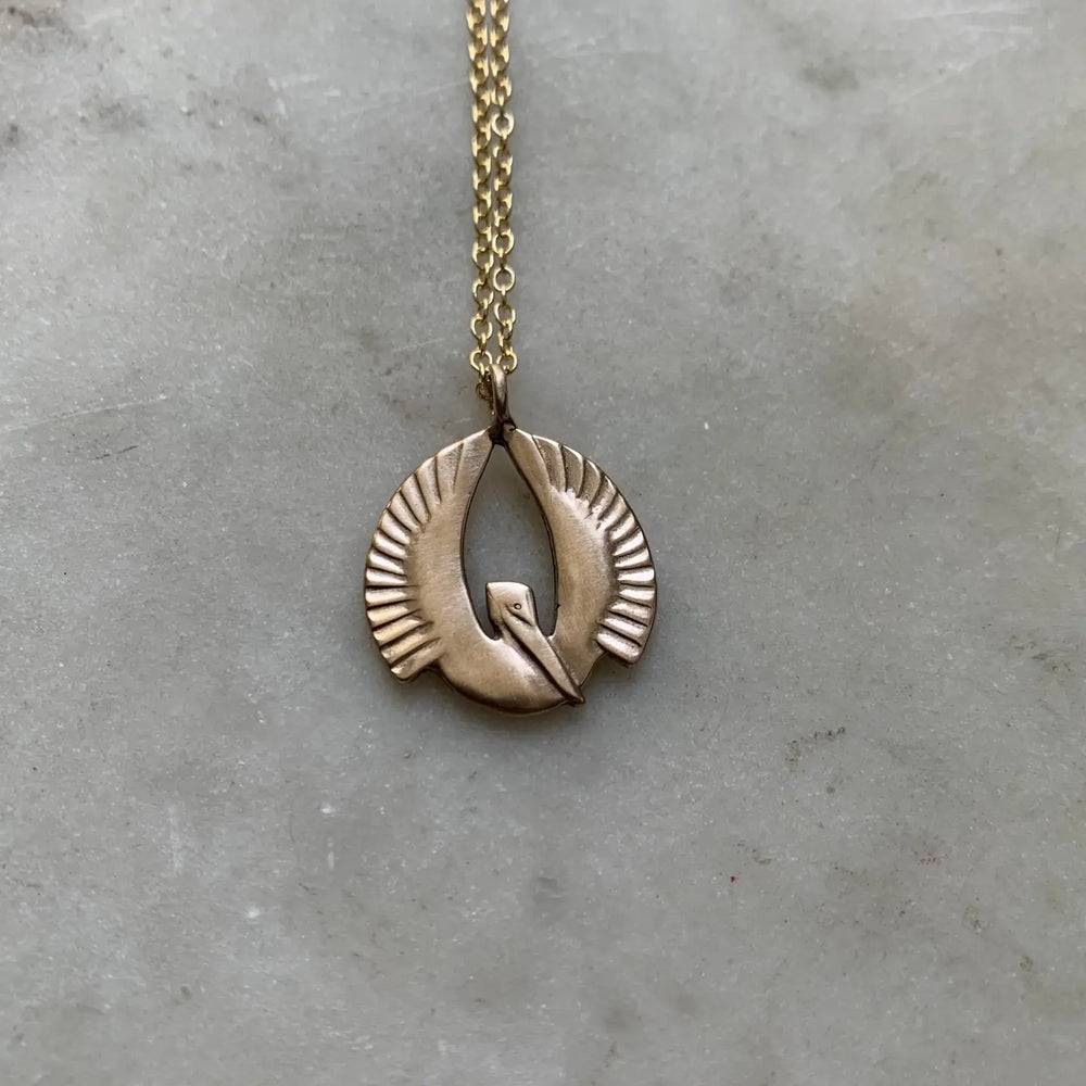 Mimosa Handcrafted Pelican Rising Pendant Necklace