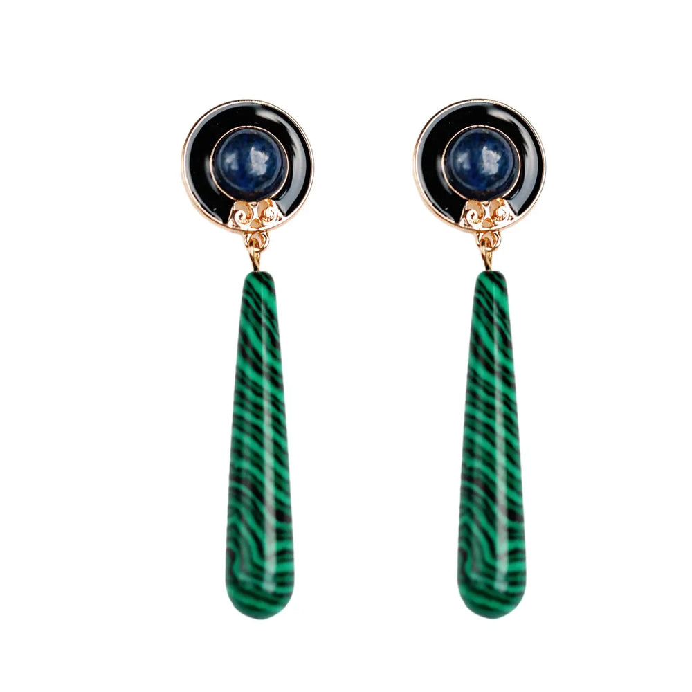 Shop the Lapis and Malachite Drop Earrings by St. Armands Designs of Sarasota at Harbour Thread Burlington. 