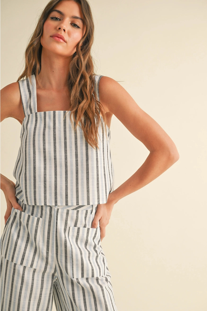 Shop this blue striped wide strap women's tank at Harbour Thread for cute warm-weather style