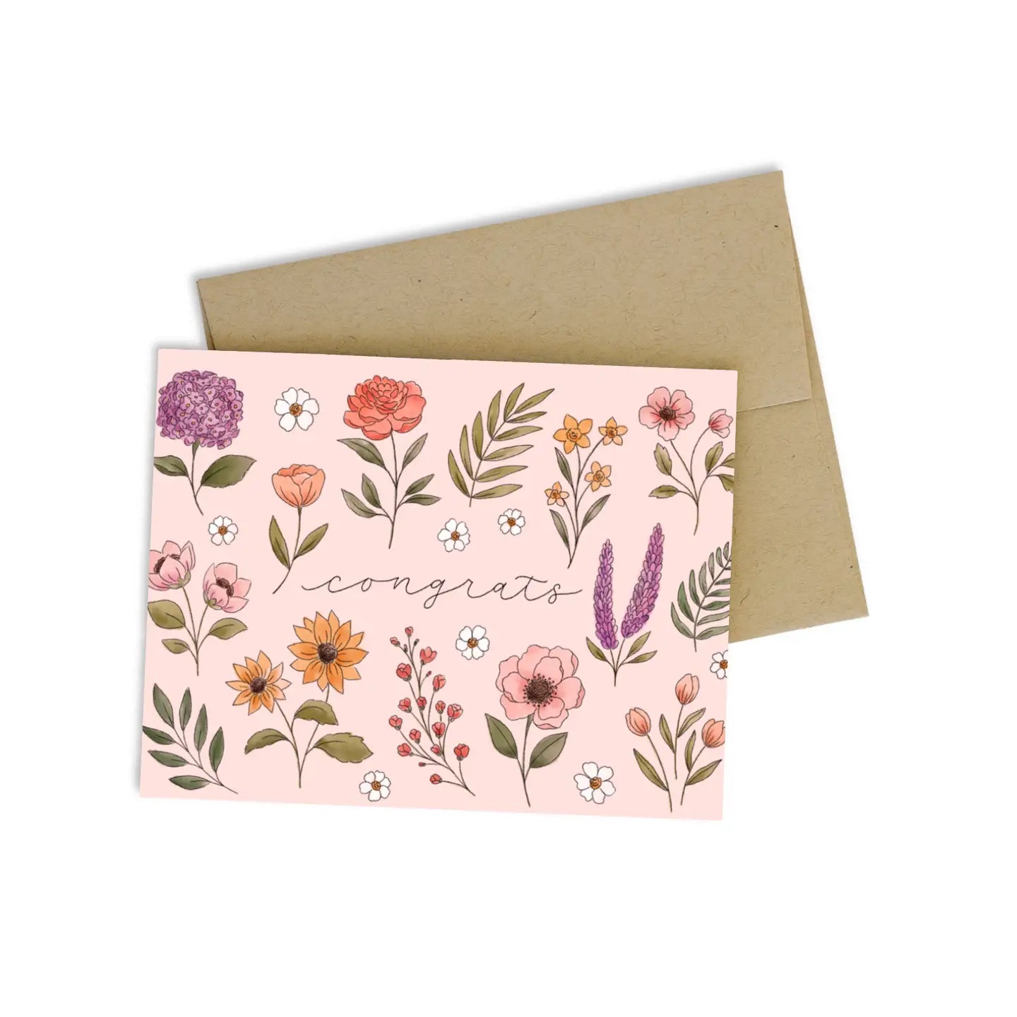 The Wildflower Congrats Greeting Card by Elyse Breanne Design