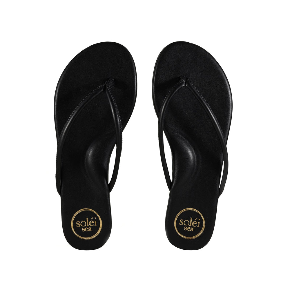 
                      
                        Top view of the Vivie Black Thong Sandals by Solei Sea
                      
                    