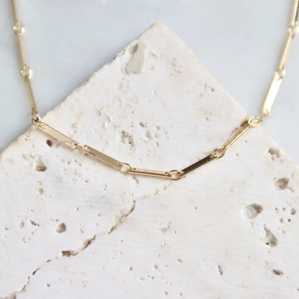 
                      
                        Mesa Blue Gold Bar Chain Necklace
                      
                    