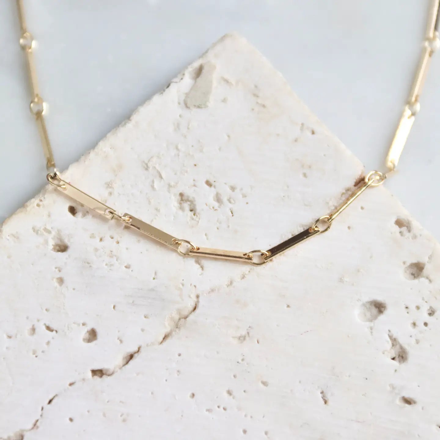 Mesa Blue Gold Bar Chain Necklace